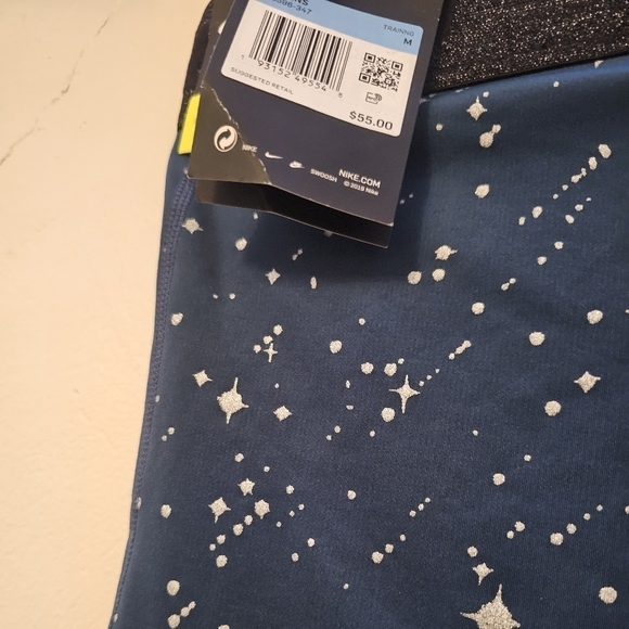 Nike Pro Women's Starry Night Metallic Tights Teal Blue Dri-fit - Picture 5 of 5